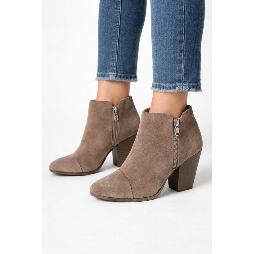 Rag & Bone Margot Taupe Suede Ankle Booties Block Heel Zip EU size 40